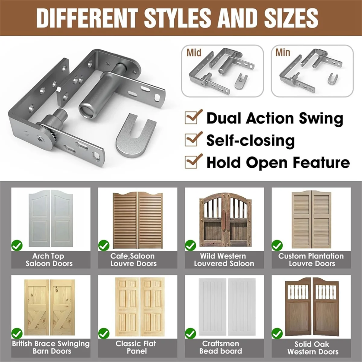 ABLG 2pack Cafe Door Hinges,304 Stainless Steel Swinging Door Hardware Saloon Door Hinges,Self Closing,for Swinging Door-L
ABLG 2pack Cafe Door Hinges,304 Stainless Steel Swinging Door Hardware Saloon Door Hinges,Self Closing,for Swinging Door-L