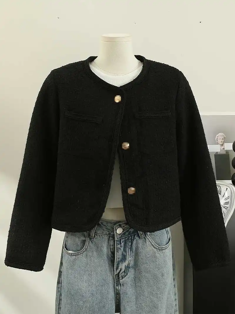 High end Tweed Short Jacket for Women Spring New Single Breasted Long Sleeve Loose Coat Lady Commuter Outerwear
High end Tweed Short Jacket for Women Spring New Single Breasted Long Sleeve Loose Coat Lady Commuter Outerwear