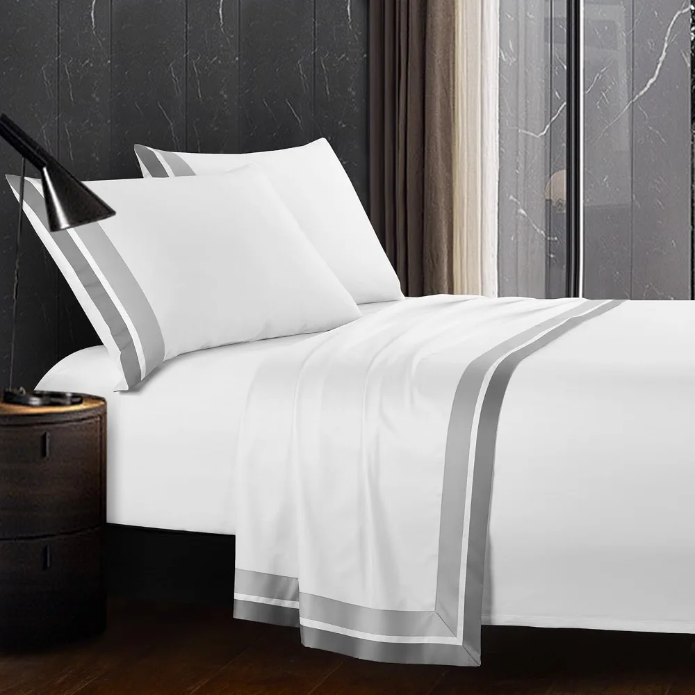 Egyptian Cotton Sateen Sheets Set, Modern Hotel-Style, 400 Thread Count, White, Queen Size
Egyptian Cotton Sateen Sheets Set, Modern Hotel-Style, 400 Thread Count, White, Queen Size