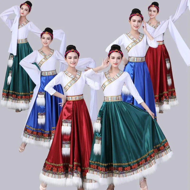 Tibetan Dance Dress Classical National Dance Costumes Water Sleeve Hmong Elegant Costume Modern Mongolian Dance Outfits Wear
Tibetan Dance Dress Classical National Dance Costumes Water Sleeve Hmong Elegant Costume Modern Mongolian Dance Outfits Wear