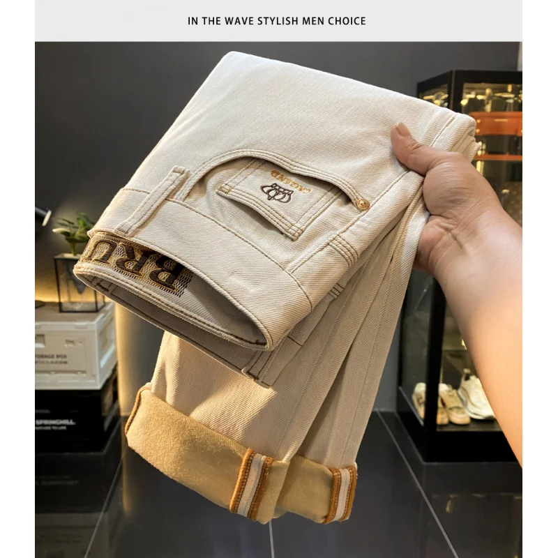 повседневные мужские джинсы осенью 2023 года, новая легкая роскошная трендовая мужская одежда, маленькие длинные брюки прямого кроя 
повседневные мужские джинсы осенью 2023 года, новая легкая роскошная трендовая мужская одежда, маленькие длинные брюки прямого кроя