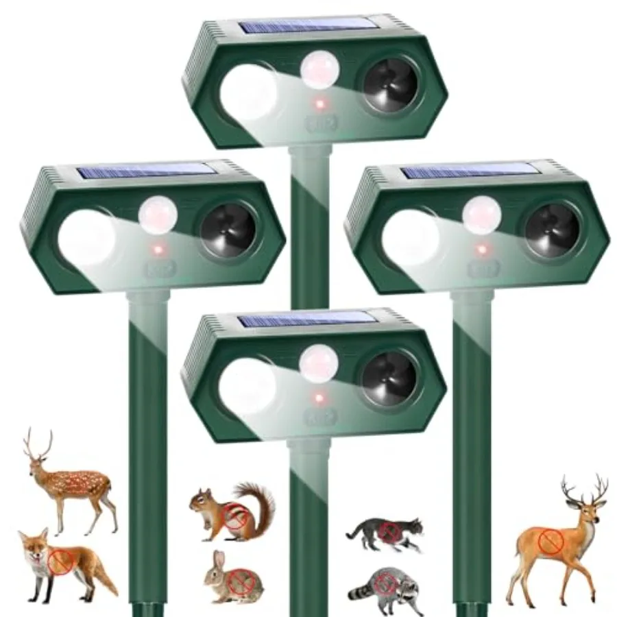 Outdoor deer repellent device with motion sensor and light, IP65-rated plastic housing, black color, effective against raccoons
Outdoor deer repellent device with motion sensor and light, IP65-rated plastic housing, black color, effective against raccoons
