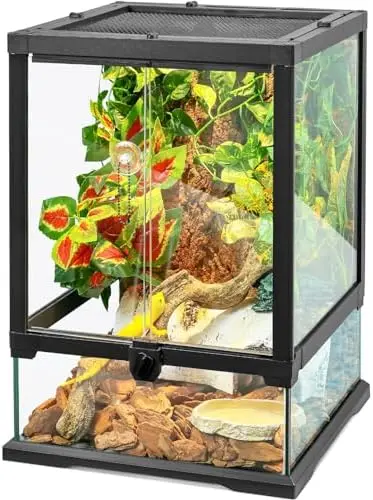 12-Gal Glass Reptile Tank 18x12x12 - Front Opening Terrarium for Geckos, Snakes, Frogs, Chameleons - Watertight
12-Gal Glass Reptile Tank 18x12x12 - Front Opening Terrarium for Geckos, Snakes, Frogs, Chameleons - Watertight