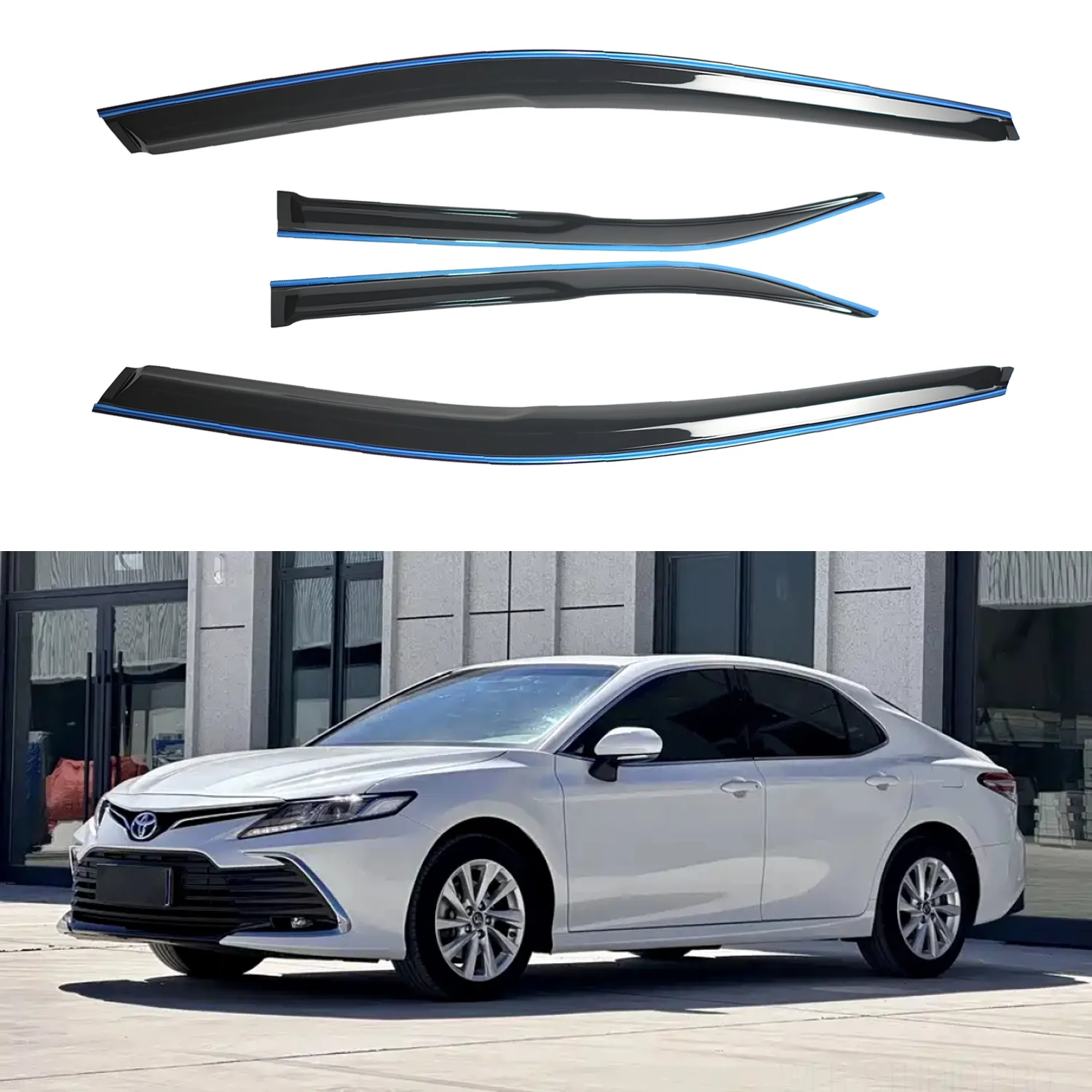 For Toyota Camry 4-Door Sedan 2012-2017 Wind Deflectors External Chrome Trim Tinted 4pcs Set with Drip Edge 1.5MM Thickness Boxed
For Toyota Camry 4-Door Sedan 2012-2017 Wind Deflectors External Chrome Trim Tinted 4pcs Set with Drip Edge 1.5MM Thickness Boxed