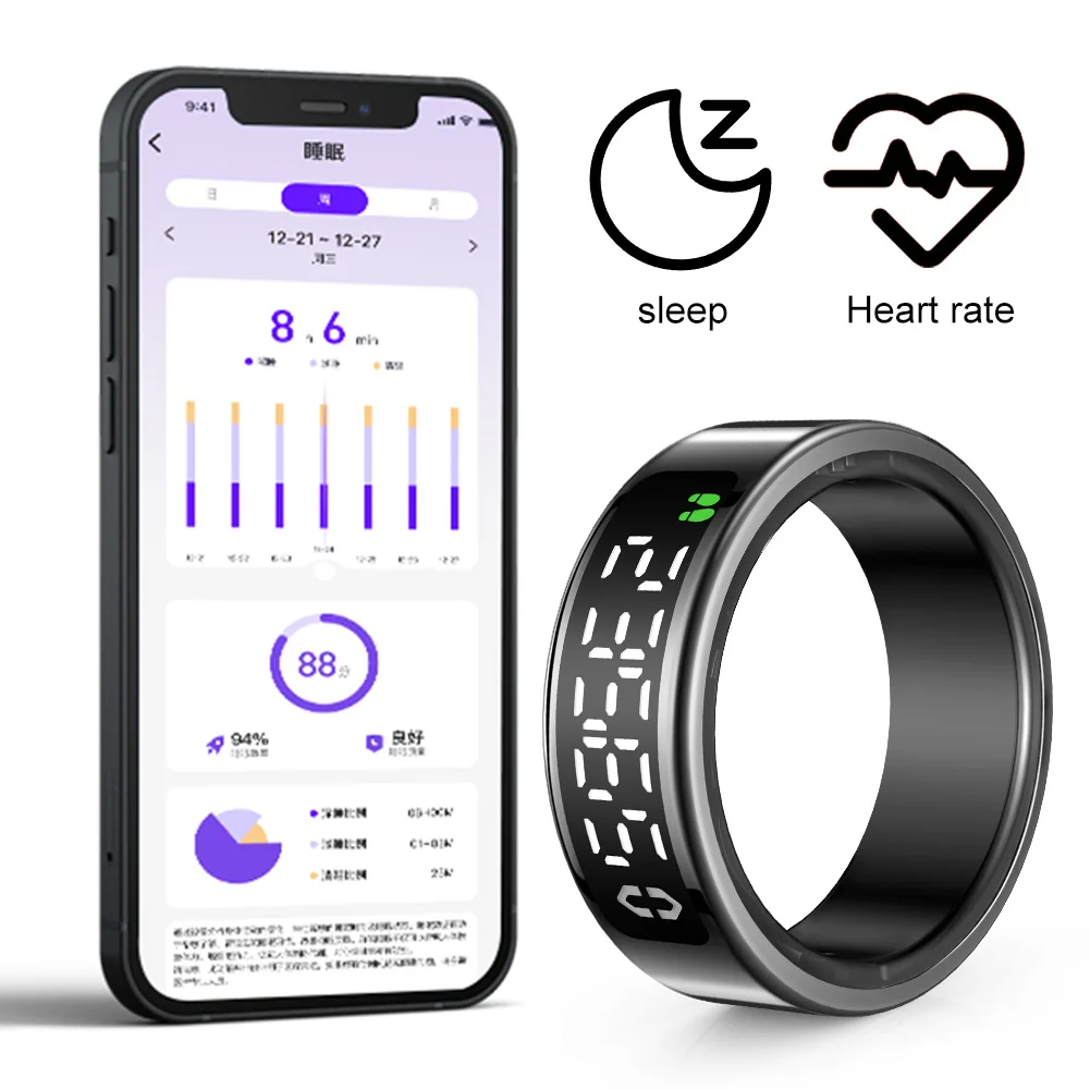 Smart Ring with Heart Rate Blood Oxygen Sleep Monitoring Health Tracker with Display Screen Fitness Tracker Ring for Women&Men
Smart Ring with Heart Rate Blood Oxygen Sleep Monitoring Health Tracker with Display Screen Fitness Tracker Ring for Women&Men