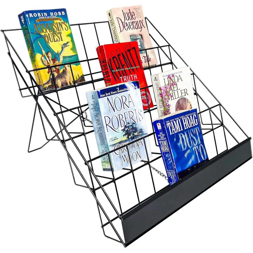 4-Tier Book and CD Display Rack, 18 Wire Stand for Tabletop, 2.5 Shelves - Black
4-Tier Book and CD Display Rack, 18 Wire Stand for Tabletop, 2.5 Shelves - Black