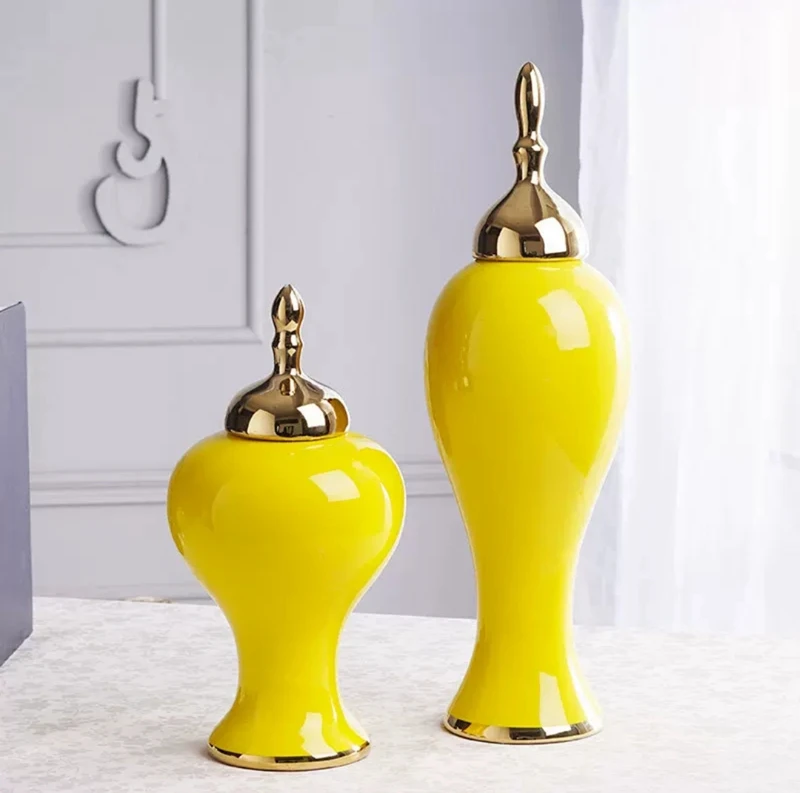 &c Wholesale New Chinese Ceramic General Pot Villa Hotel Club Vase Ornaments Model Hotel Yellow Room Soft Decoration
&c Wholesale New Chinese Ceramic General Pot Villa Hotel Club Vase Ornaments Model Hotel Yellow Room Soft Decoration