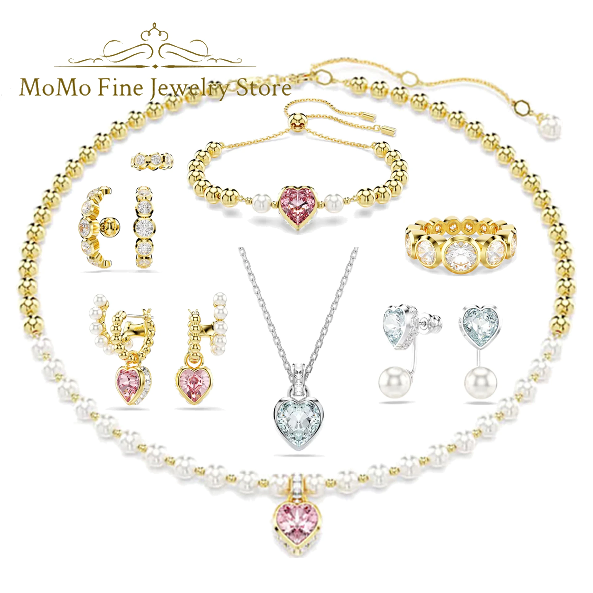 2025 High Quality Fine Party Jewelry Set Charming Pink Blue Heart Crystal Fashionable Pearl Necklace Bracelet Earrings for Women
2025 High Quality Fine Party Jewelry Set Charming Pink Blue Heart Crystal Fashionable Pearl Necklace Bracelet Earrings for Women