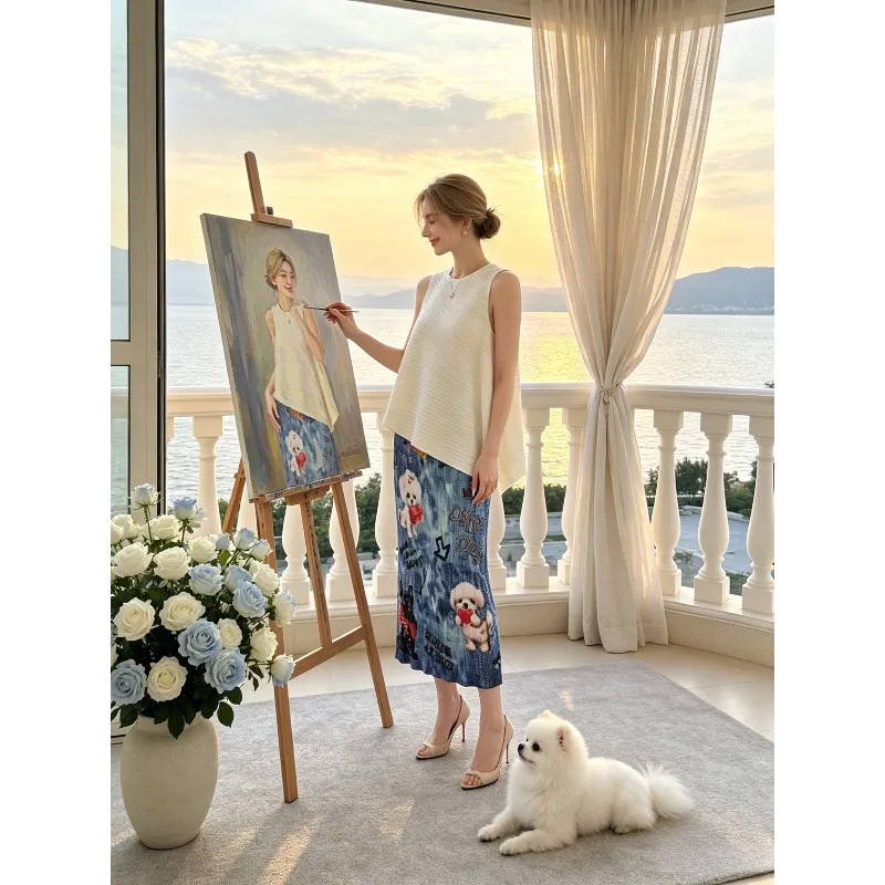 Miyake Pleated Skirt 2026 New Cute Dog Print Pleated Casual High Waist Straight A-Line Skirt Slimming Versatile Mid-Length Pleat
Miyake Pleated Skirt 2026 New Cute Dog Print Pleated Casual High Waist Straight A-Line Skirt Slimming Versatile Mid-Length Pleat