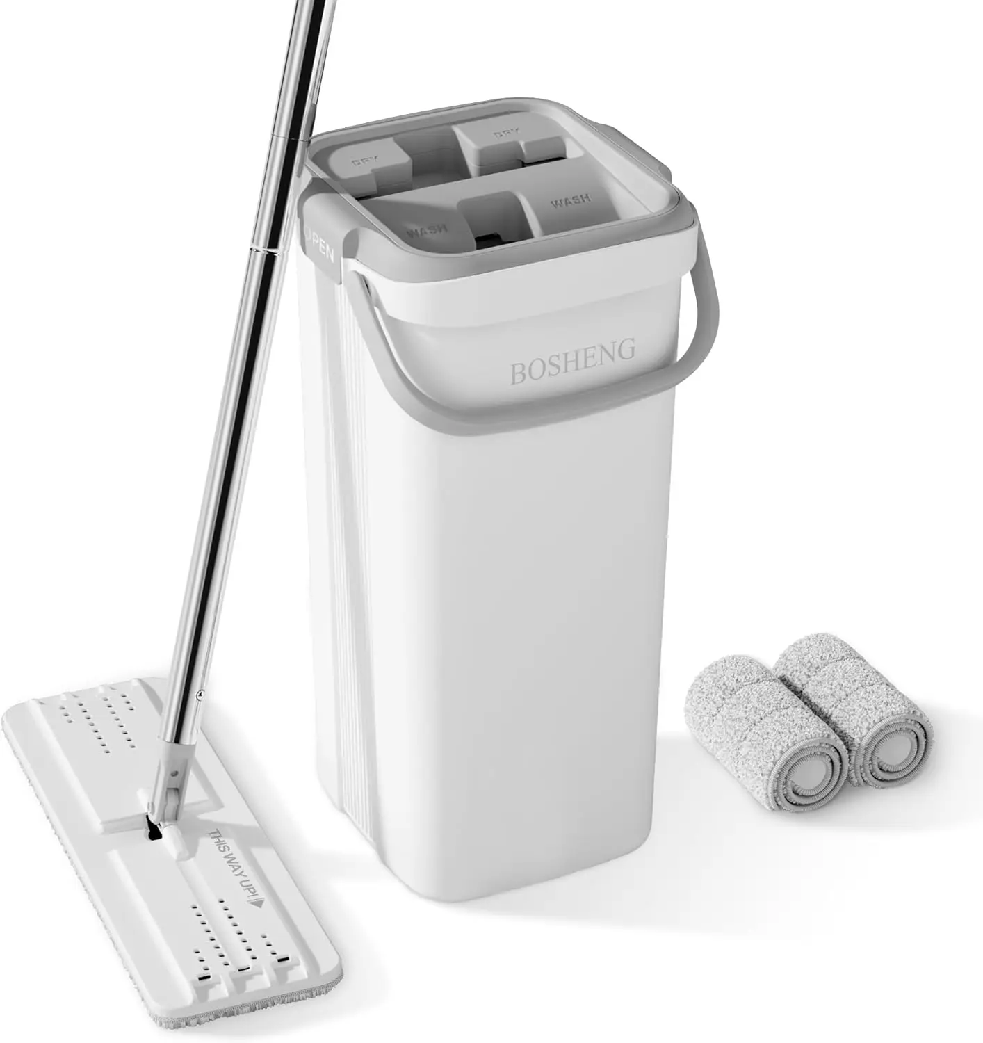 Mop and Bucket Set, Flat Mops for Floor Cleaning, Wall Mop with 60" Extendable Handle, Hardwood Floor Mop with 2 Microfiber Pads
Mop and Bucket Set, Flat Mops for Floor Cleaning, Wall Mop with 60" Extendable Handle, Hardwood Floor Mop with 2 Microfiber Pads
