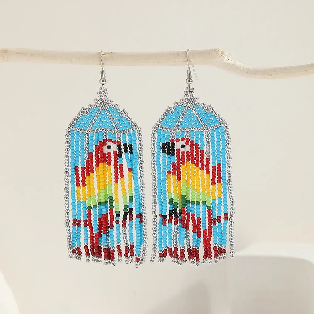 2025 Handmade Bead Earring Tassel Parrot Design Originality Hand knitting Bohemia Beaded earrings for Women
2025 Handmade Bead Earring Tassel Parrot Design Originality Hand knitting Bohemia Beaded earrings for Women