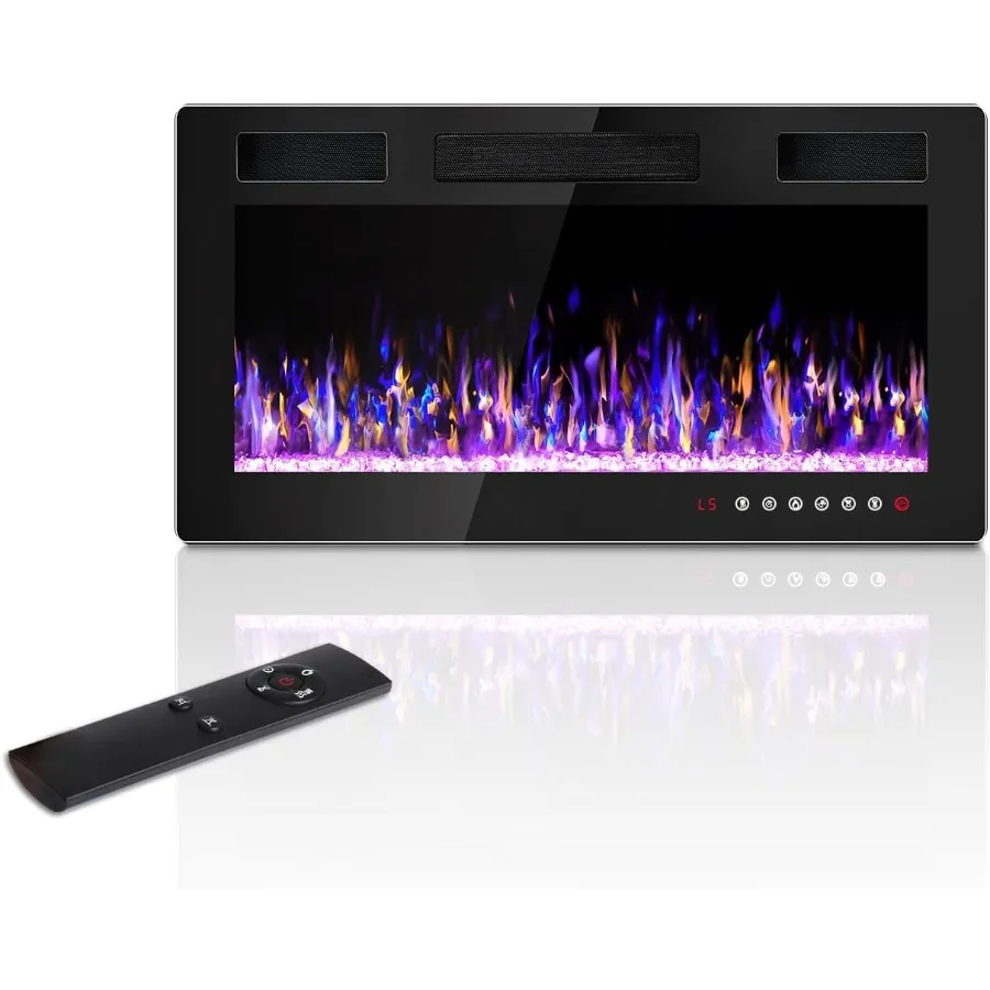 Ultra-Thin Electric Fireplace Insert 30 inch Freestanding Wall Mounted or Recessed Heater with Adjustable Multicolor Flame and
Ultra-Thin Electric Fireplace Insert 30 inch Freestanding Wall Mounted or Recessed Heater with Adjustable Multicolor Flame and