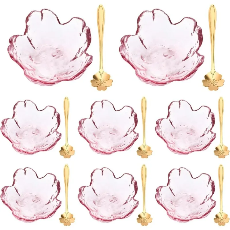 8PCS Japanese Cherry Blossom Glass Bowl With Flower Spoons Seasoning Little Bowl Ice Cream Fruit Salad Plate Essential Oil Dish
8PCS Japanese Cherry Blossom Glass Bowl With Flower Spoons Seasoning Little Bowl Ice Cream Fruit Salad Plate Essential Oil Dish
