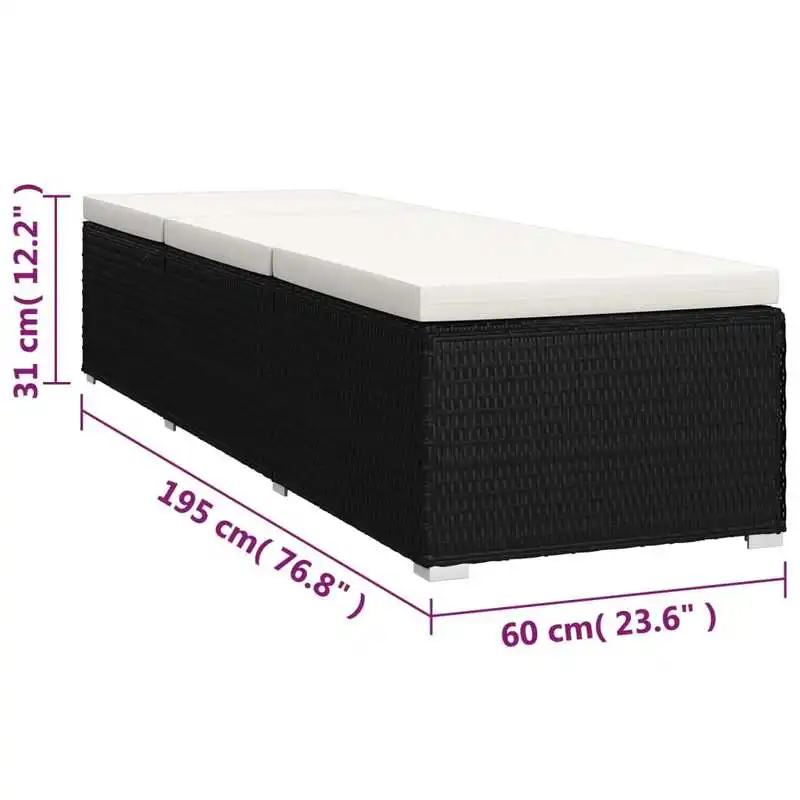 Sun Lounger Black rattan and cream white cushion
Sun Lounger Black rattan and cream white cushion
