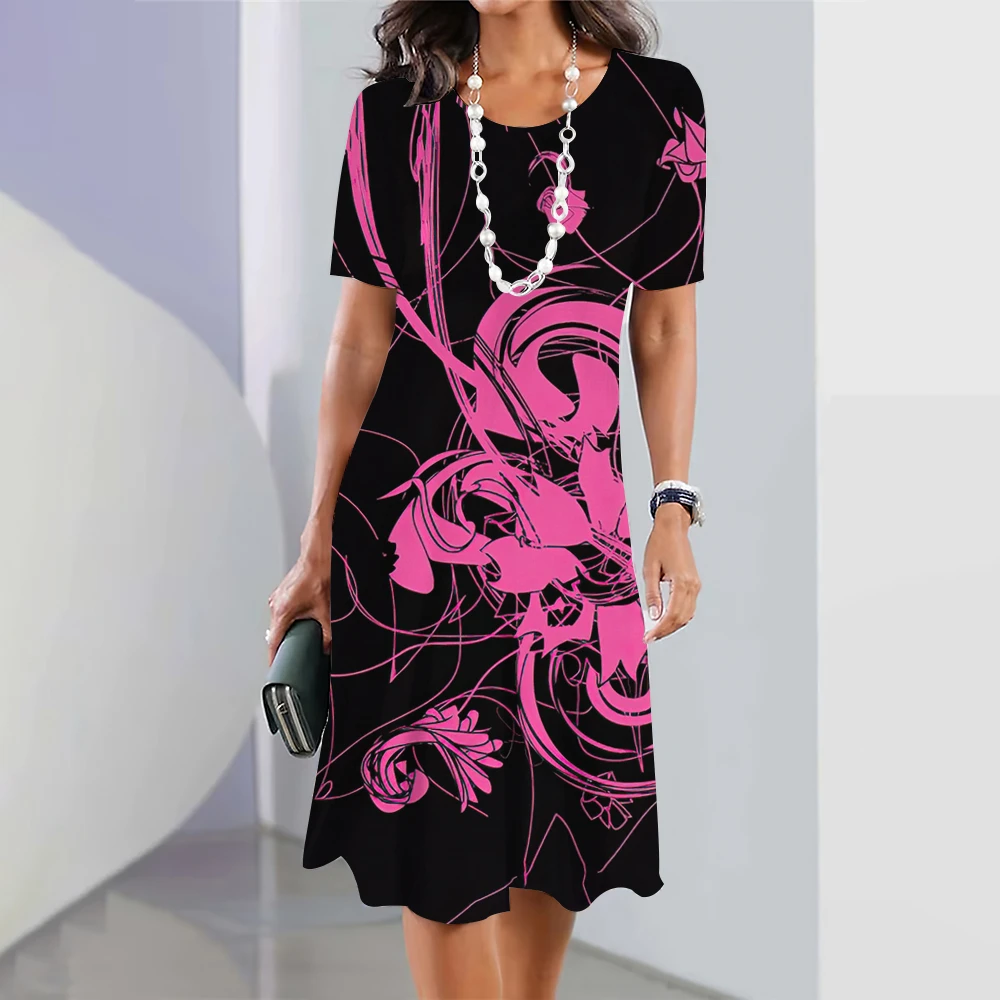 Summer Women'S Dresses 3d Art Flowers Printed Short Sleeve Clothing Elegant Loose A-Line Skirt Fashion Lady Large Size Dress
Summer Women'S Dresses 3d Art Flowers Printed Short Sleeve Clothing Elegant Loose A-Line Skirt Fashion Lady Large Size Dress