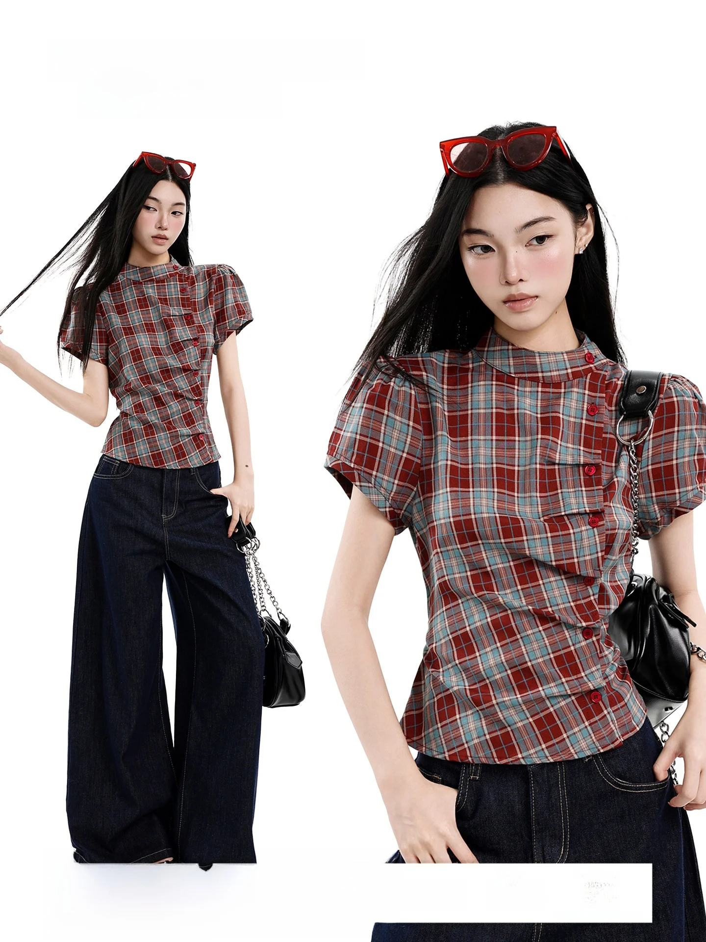 UNCMHISEX American Retro Plaid Slim Fit Short Sleeve T-Shirt Women Summer Spicy Waist Cinch Bubble Sleeve Top Shirt
UNCMHISEX American Retro Plaid Slim Fit Short Sleeve T-Shirt Women Summer Spicy Waist Cinch Bubble Sleeve Top Shirt