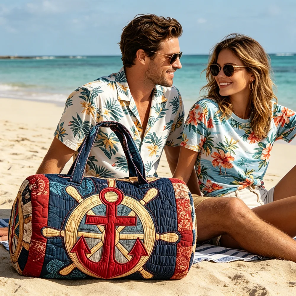 Vintage Nautical Quilted Duffel Bag for Unisex 3D Anchor Compass Canvas Weekender Overnight Travel Bag for Beach Vacation Gym
Vintage Nautical Quilted Duffel Bag for Unisex 3D Anchor Compass Canvas Weekender Overnight Travel Bag for Beach Vacation Gym