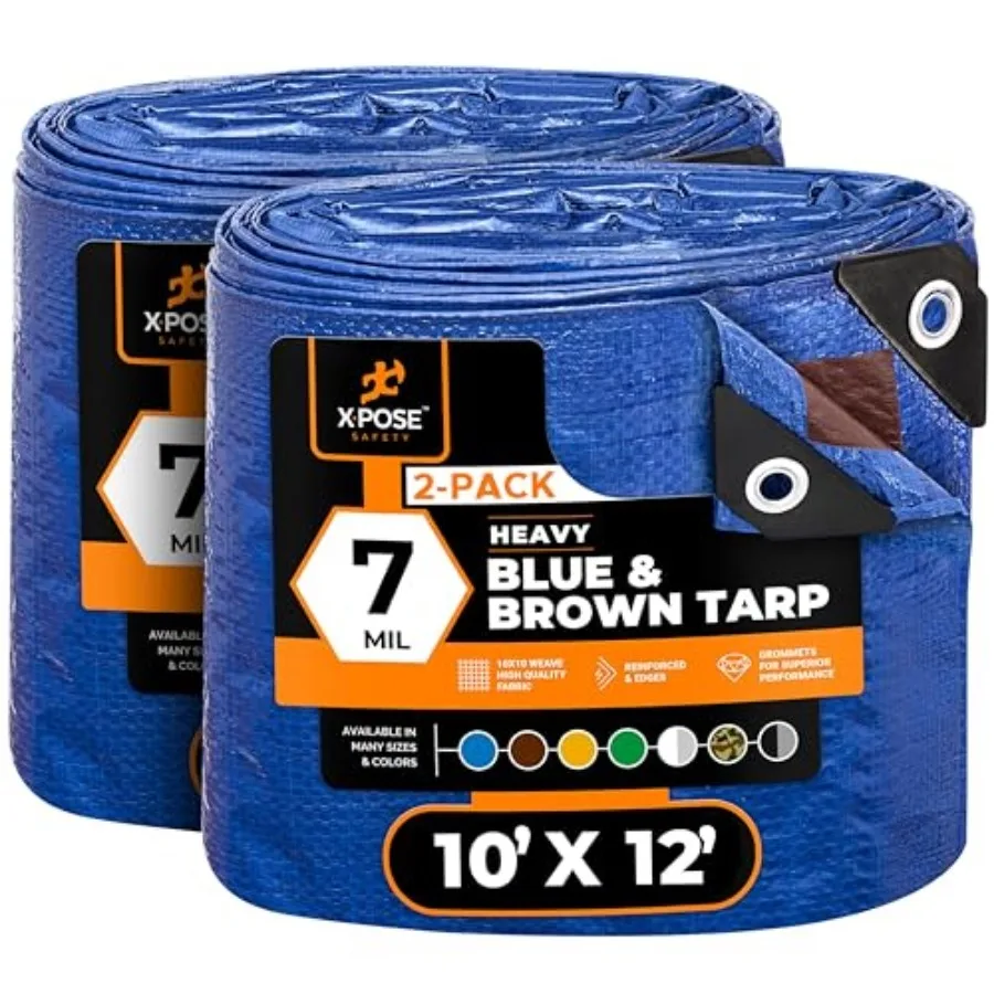 10' x 12' 2-Pack Heavy Blue/Brown Tarp Waterproof - 7 Mil Weatherproof Camping Tarp for Tent, Rain, Wind and Sun Plastic Tarpau
10' x 12' 2-Pack Heavy Blue/Brown Tarp Waterproof - 7 Mil Weatherproof Camping Tarp for Tent, Rain, Wind and Sun Plastic Tarpau