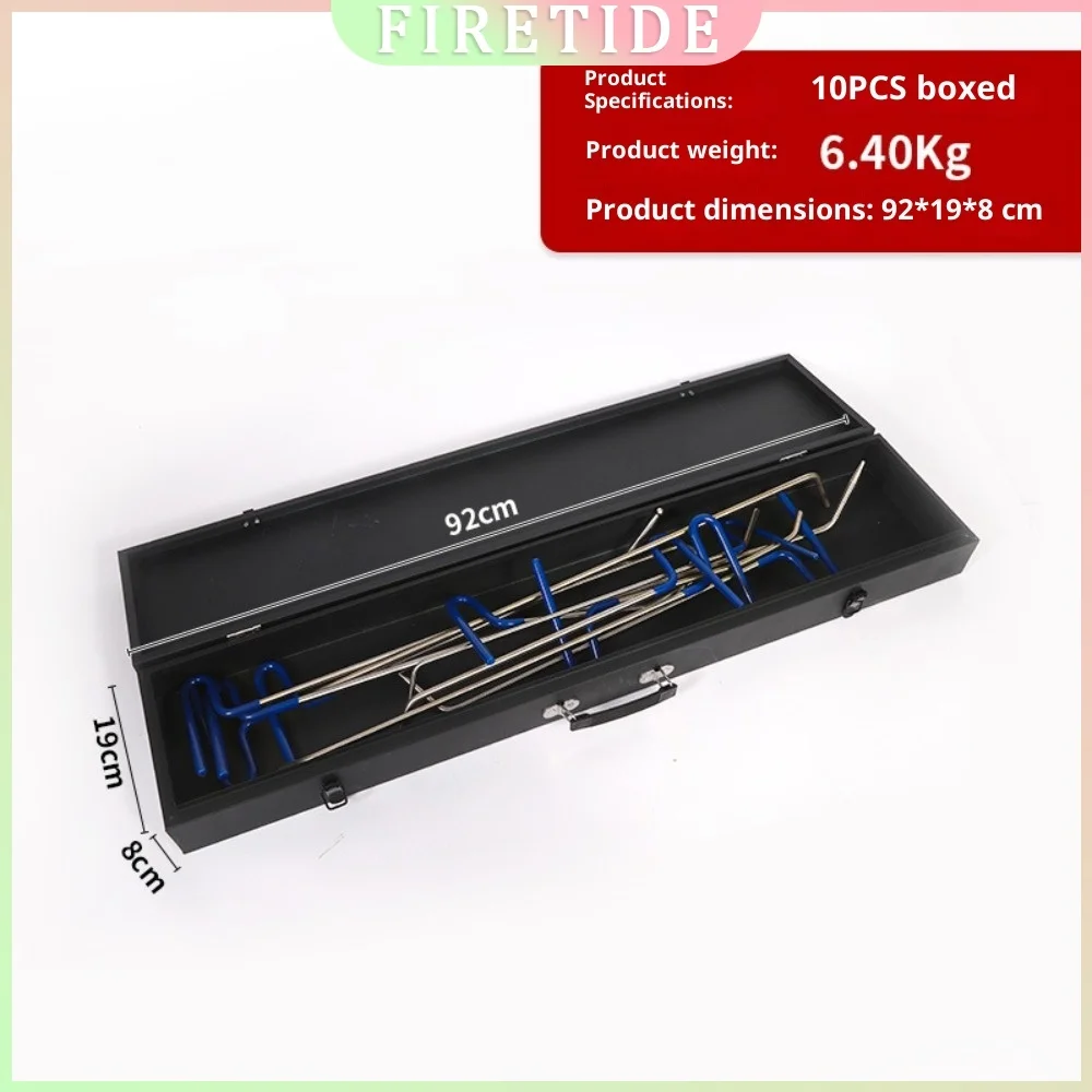 10 Pcs Multi-Head Dent Repair Kit, Auto Body Pry Bar Set, Stainless Steel Paintless Dent Removal Rods