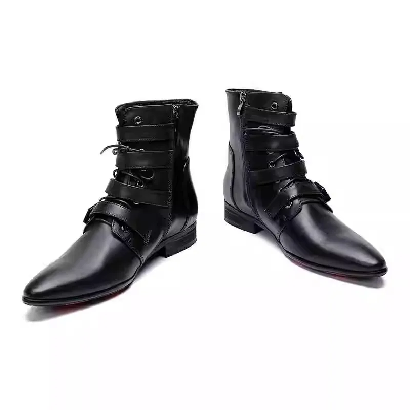 Buckle Belts Pointed Leather Chelsea Boots for Men Fashionable Hairstylist Genuine Leather Boots Bar Nightclub Trendy Boots
Buckle Belts Pointed Leather Chelsea Boots for Men Fashionable Hairstylist Genuine Leather Boots Bar Nightclub Trendy Boots