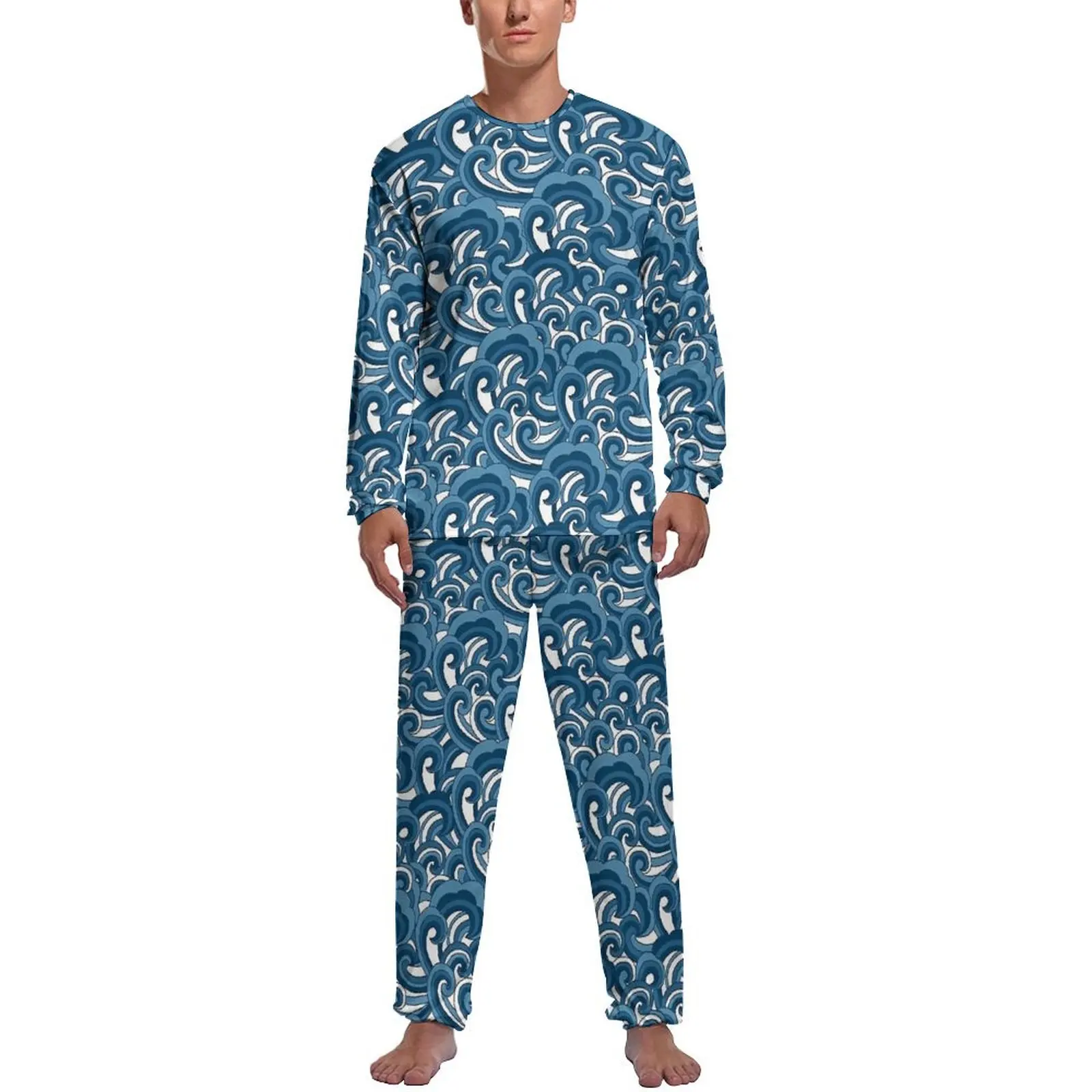 Stylised Blue Wave Print Pajamas Mens Long Sleeve Cute Pajama Sets 2 Pieces Casual Autumn Pattern Sleepwear Birthday Gift
Stylised Blue Wave Print Pajamas Mens Long Sleeve Cute Pajama Sets 2 Pieces Casual Autumn Pattern Sleepwear Birthday Gift