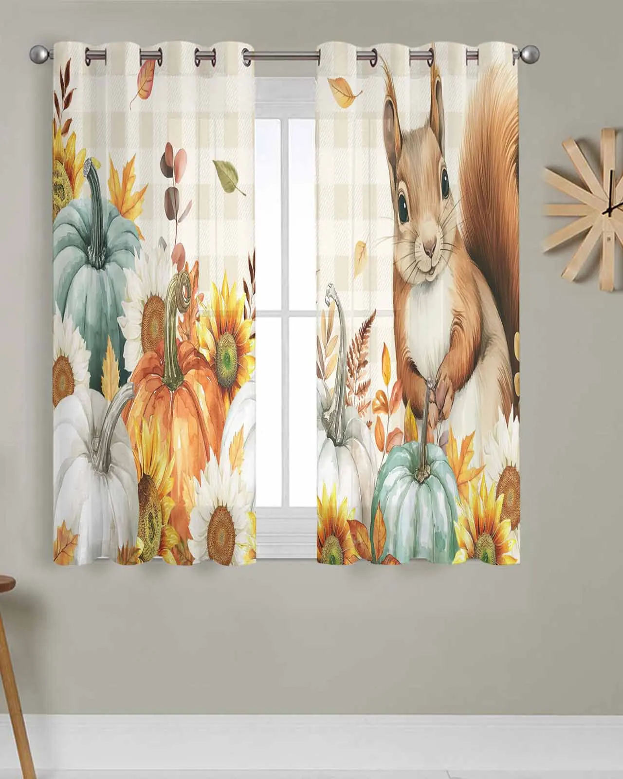 Тюлевые оконные шторы, осенняя белка, тыква, подсолнух для гостиной, спальни, прозрачная шифоновая прозрачная вуаль, оконная занавеска
Тюлевые оконные шторы, осенняя белка, тыква, подсолнух для гостиной, спальни, прозрачная шифоновая прозрачная вуаль, оконная занавеска