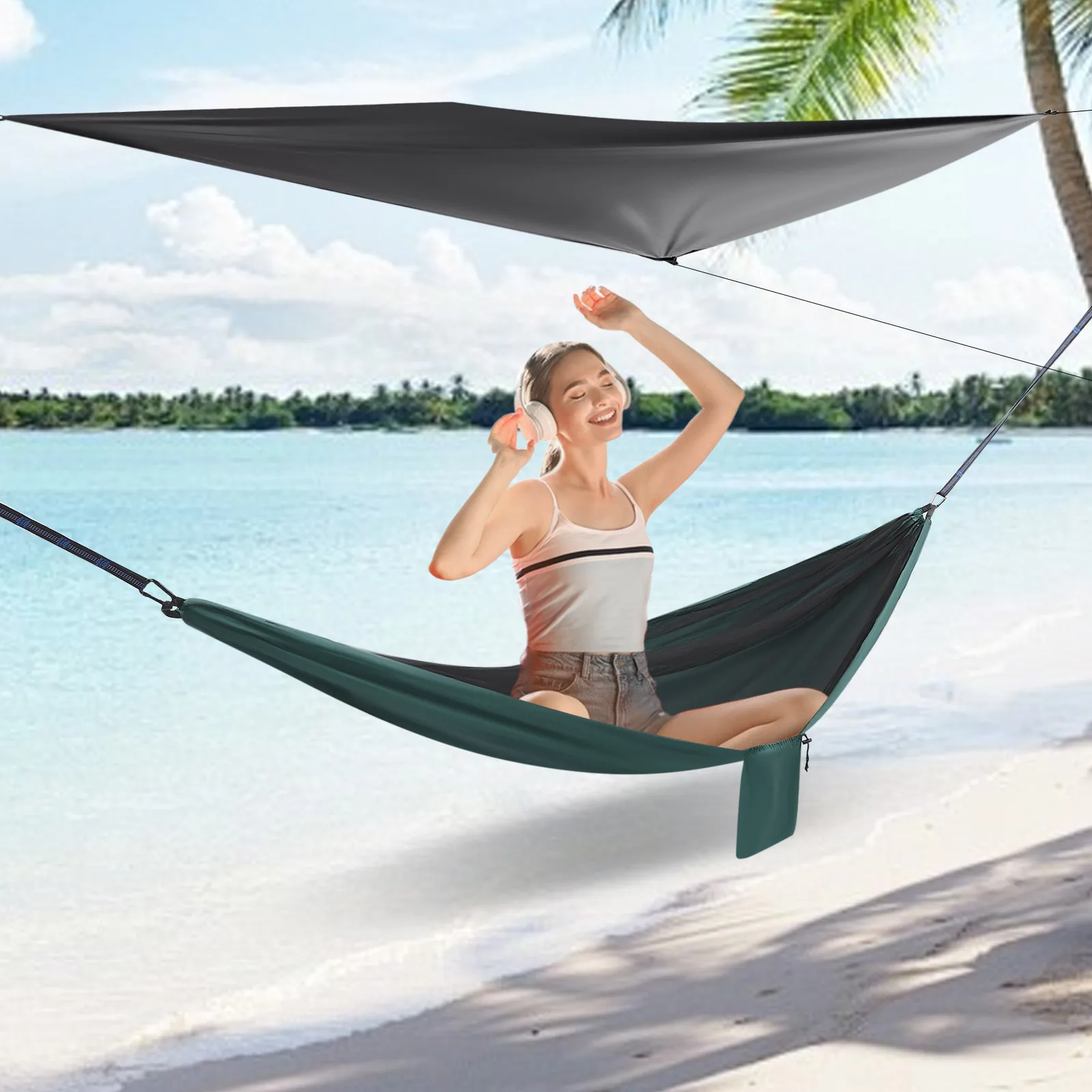 Blackish Green Camping Hammock 10T Polyester Hammocks with Mosquito Net Tent and Rain Fly Tarp for Backpacking Hiking Camping
Blackish Green Camping Hammock 10T Polyester Hammocks with Mosquito Net Tent and Rain Fly Tarp for Backpacking Hiking Camping