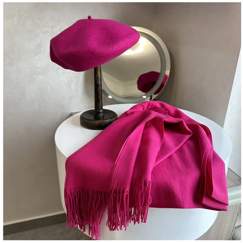 Rose Wool Beret Hat with Tassel Scarf Autumn Winter Decorative Artist Hat Outdoor Warm Ladies Cap Hat
Rose Wool Beret Hat with Tassel Scarf Autumn Winter Decorative Artist Hat Outdoor Warm Ladies Cap Hat