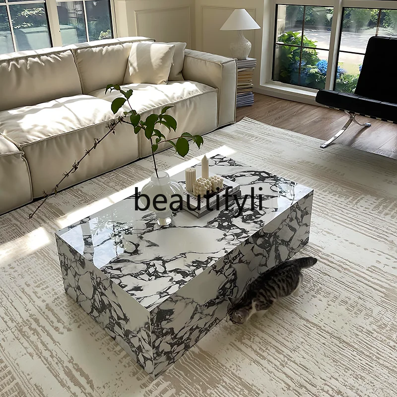 French Style Marble Rock Plate Coffee Table Living Room Home Minimalist Rectangular Side Table Combination
French Style Marble Rock Plate Coffee Table Living Room Home Minimalist Rectangular Side Table Combination