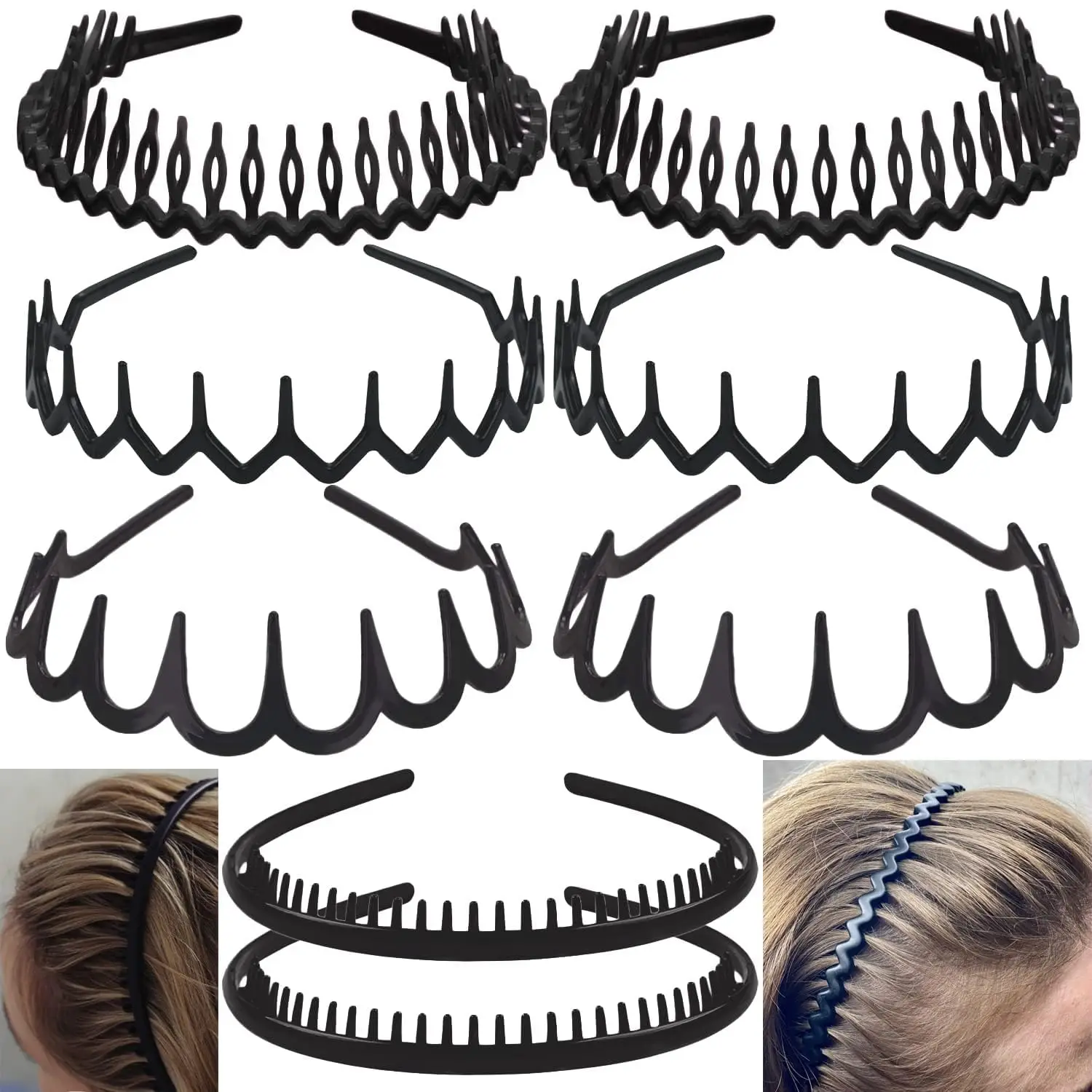 8 Pcs Non-Slip Plastic Headbands with Teeth, Matte Black Hair Accessories for Women Men Teens
8 Pcs Non-Slip Plastic Headbands with Teeth, Matte Black Hair Accessories for Women Men Teens