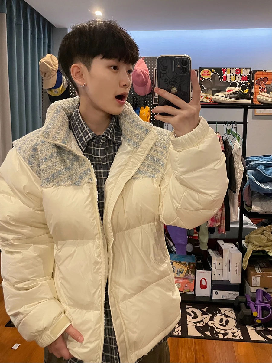 Белая хлопковая куртка в стиле пэчворк для мужчин: зимняя, легкая, теплая, морозостойкая, с воротником-стойкой, верхняя одежда из хлопка
Белая хлопковая куртка в стиле пэчворк для мужчин: зимняя, легкая, теплая, морозостойкая, с воротником-стойкой, верхняя одежда из хлопка