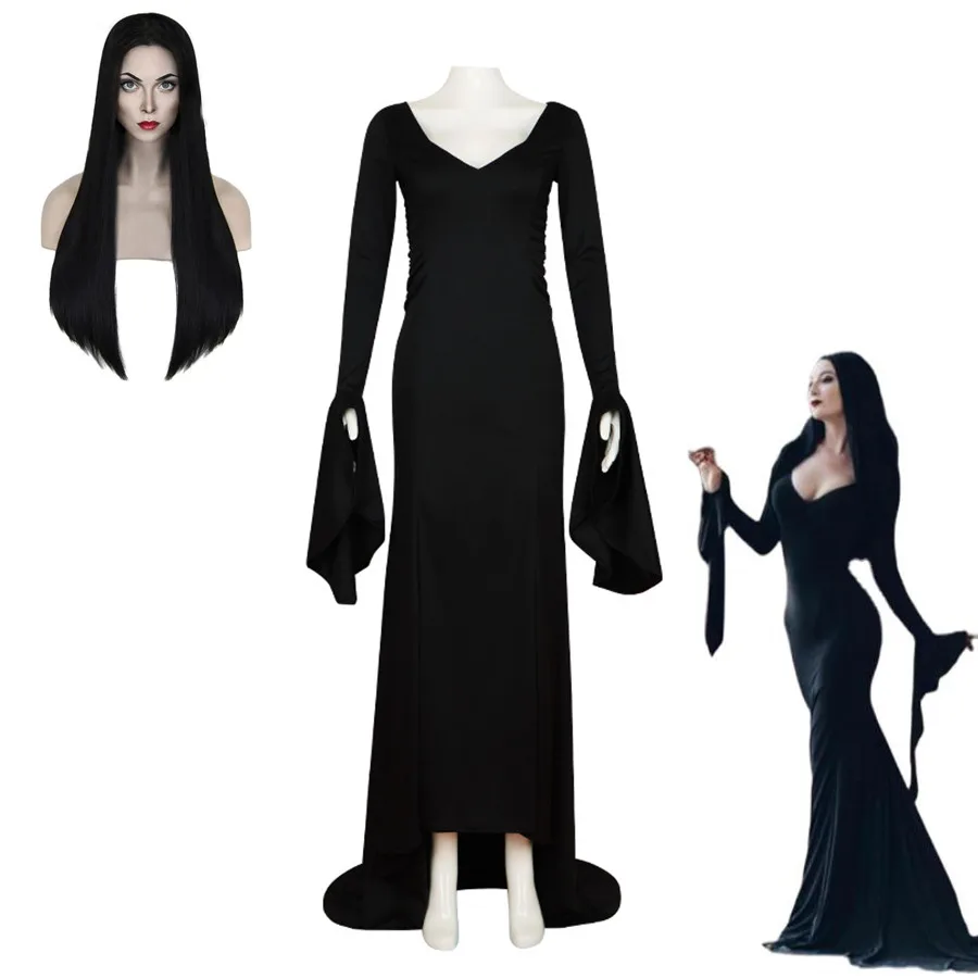 Newest Movie Morticia Addams Family Cosplay Costume Wig Black Tight Skirt Evening Dress Woman Sexy Halloween Carnival Party Suit
Newest Movie Morticia Addams Family Cosplay Costume Wig Black Tight Skirt Evening Dress Woman Sexy Halloween Carnival Party Suit