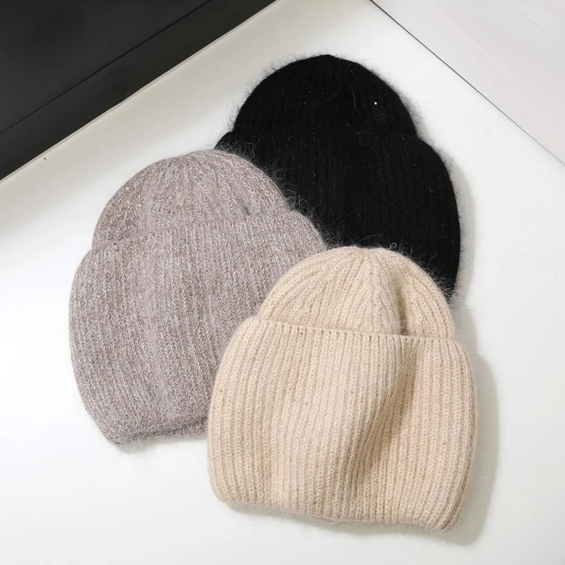 NEW Designer Autumn Winter Rabbit Hair Knitted Hat Shining Sequins Warm Thickened Soft Beanies Women Fashion Double Fold Hat
NEW Designer Autumn Winter Rabbit Hair Knitted Hat Shining Sequins Warm Thickened Soft Beanies Women Fashion Double Fold Hat