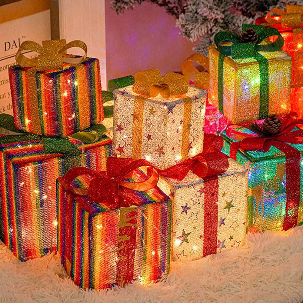 3PCS Christmas Gift Box Decorations LED Glowing Ornaments Light Up Gift Boxes for Christmas Tree, Home & New Year Festival Decor
3PCS Christmas Gift Box Decorations LED Glowing Ornaments Light Up Gift Boxes for Christmas Tree, Home & New Year Festival Decor
