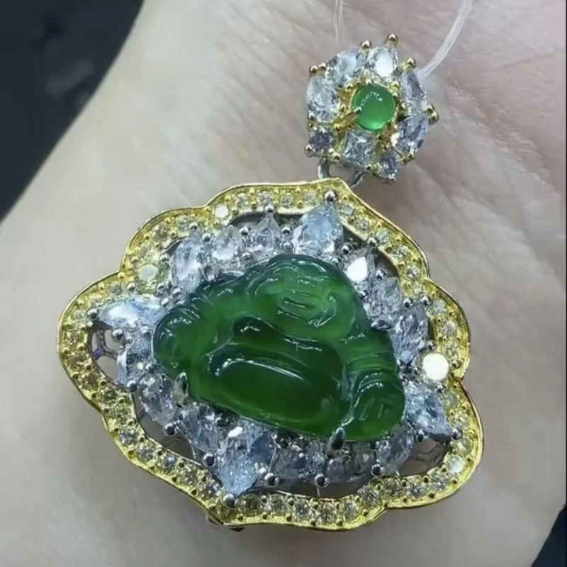 Natural Jadeite A-Grade Pendant, Exquisitely Set In S925 Silver
Natural Jadeite A-Grade Pendant, Exquisitely Set In S925 Silver