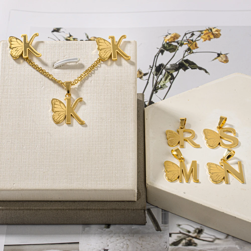 Dainty Butterfly Letters Earring necklace Stainless Steel Jewelry Set For italian Girl Wedding Summer Jewelry Gift
Dainty Butterfly Letters Earring necklace Stainless Steel Jewelry Set For italian Girl Wedding Summer Jewelry Gift