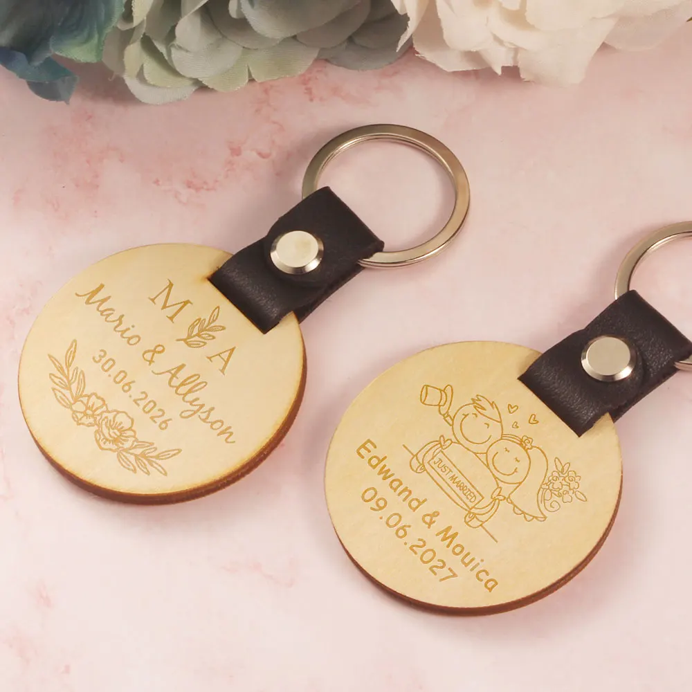 10/30/50pcs Personalised Engraved Wedding Name and Date Wood and PU leather Keychain Custom Gifts for Wedding Favors for Guests
10/30/50pcs Personalised Engraved Wedding Name and Date Wood and PU leather Keychain Custom Gifts for Wedding Favors for Guests