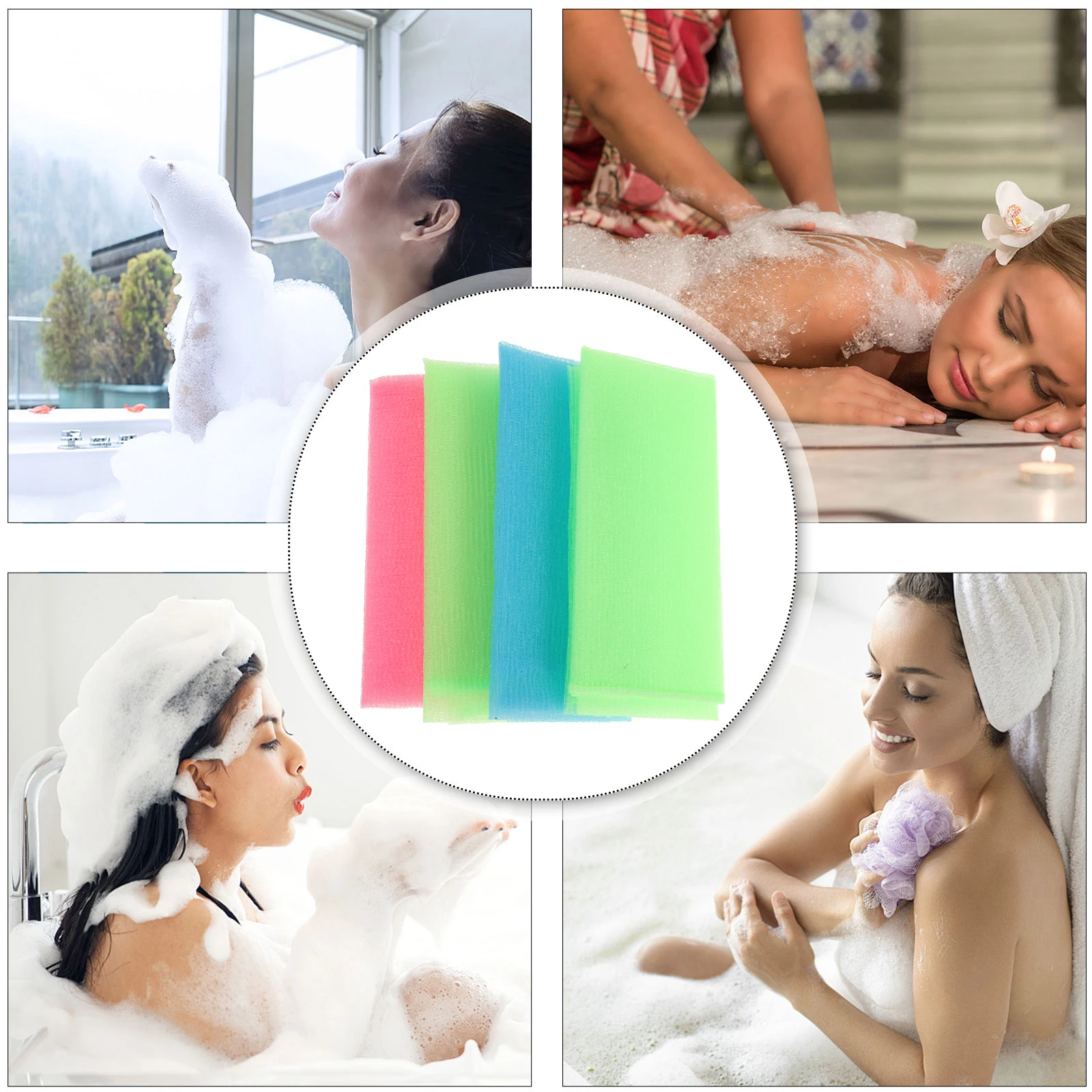 4pcs Long Nylon Bath Towel For Shower Exfoliating Skin Cleansing Body Spa Towels Mixed Color Lightweight Travel
4pcs Long Nylon Bath Towel For Shower Exfoliating Skin Cleansing Body Spa Towels Mixed Color Lightweight Travel
