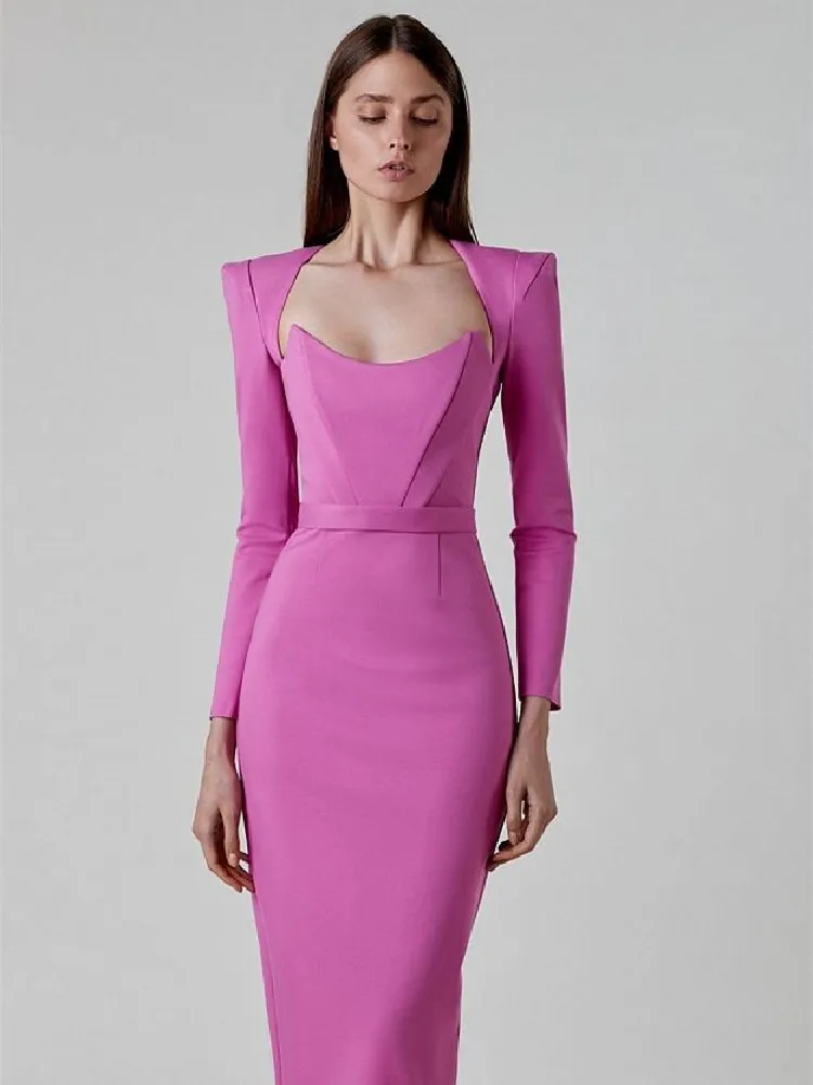 Long Sleeve Bandage Dress Autumn Winter Elegant Midi Bodycon Dress Female Fashion Rose Res Evening Christmas Party Club Outfits
Long Sleeve Bandage Dress Autumn Winter Elegant Midi Bodycon Dress Female Fashion Rose Res Evening Christmas Party Club Outfits
