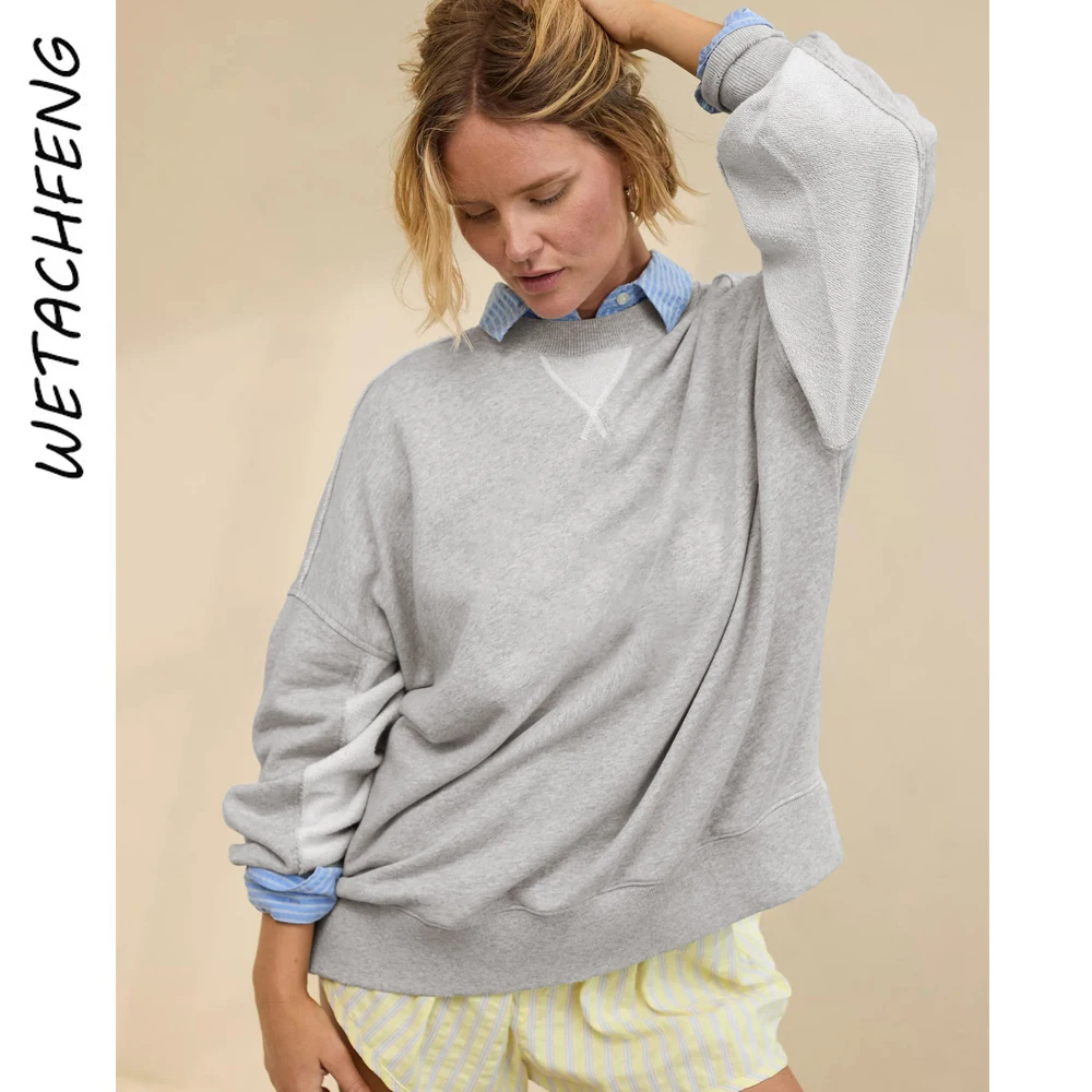 Gray Knitted Ribbed Casual Loose Sports Women's Hoodies Autumn Long Sleeve O Neck Line Decoration Sweatshirts Pullovers Clothes
Gray Knitted Ribbed Casual Loose Sports Women's Hoodies Autumn Long Sleeve O Neck Line Decoration Sweatshirts Pullovers Clothes