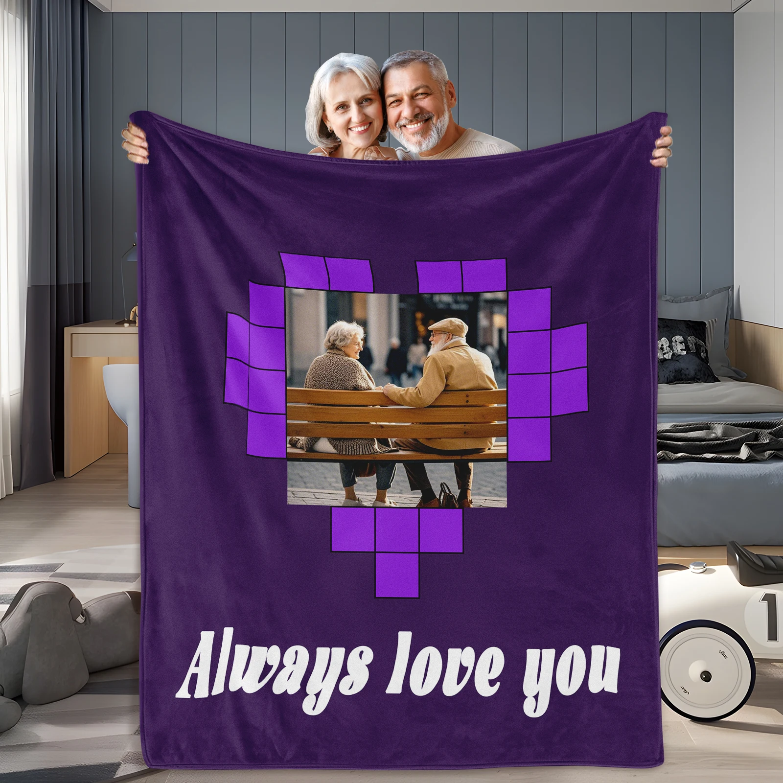 Purple Blanket with Heart Design Personalized Blanket with Photo,Couples Gift for Wife Husband Home Décor,Companionship Love
Purple Blanket with Heart Design Personalized Blanket with Photo,Couples Gift for Wife Husband Home Décor,Companionship Love