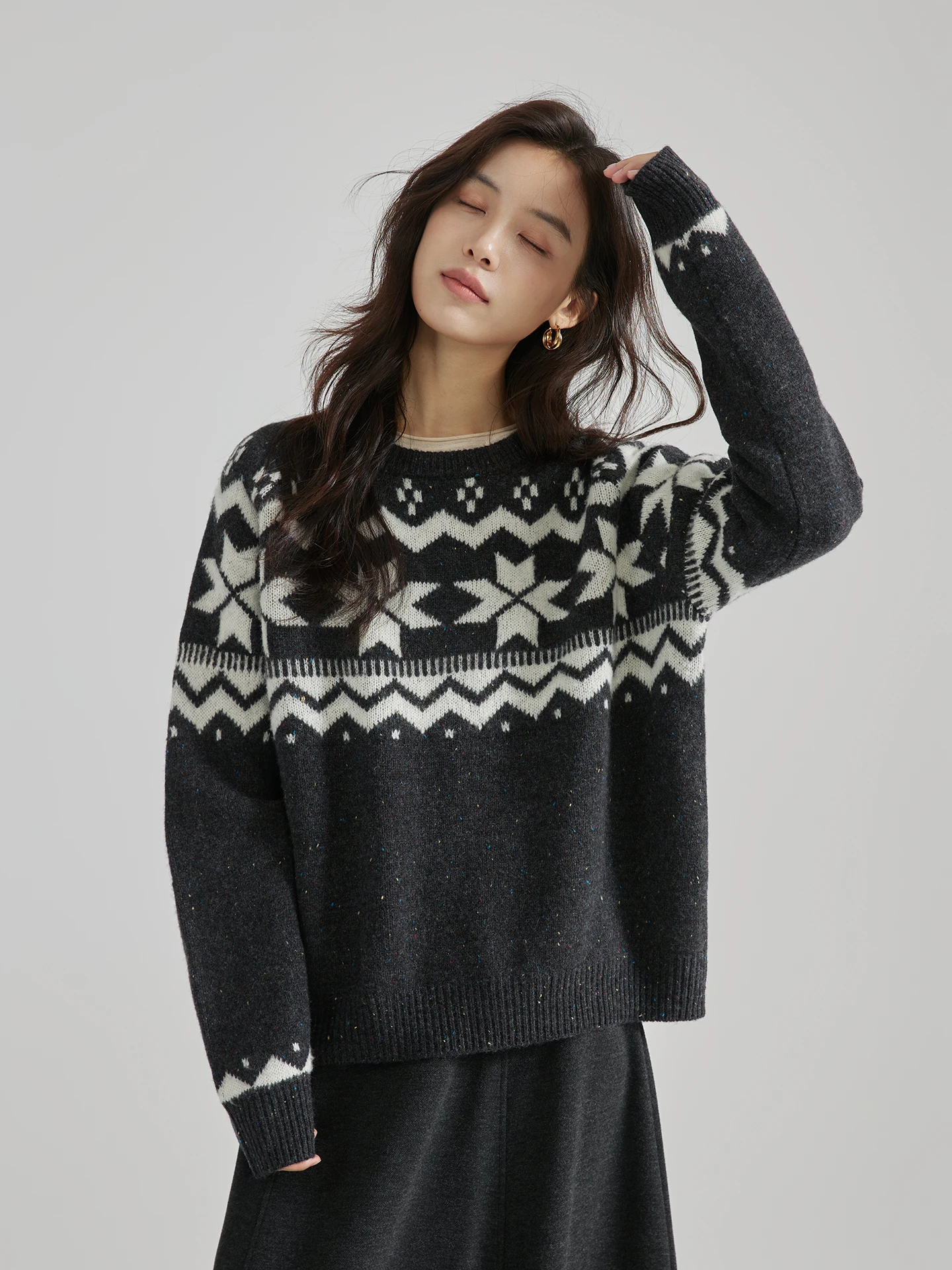 Свободный крой круглый свитер Ne Fair Isle, женский длинный свитер-свек, полная шерсть, ранняя осень, новый повседневный теплый свитер для поездок на работу
Свободный крой круглый свитер Ne Fair Isle, женский длинный свитер-свек, полная шерсть, ранняя осень, новый повседневный теплый свитер для поездок на работу