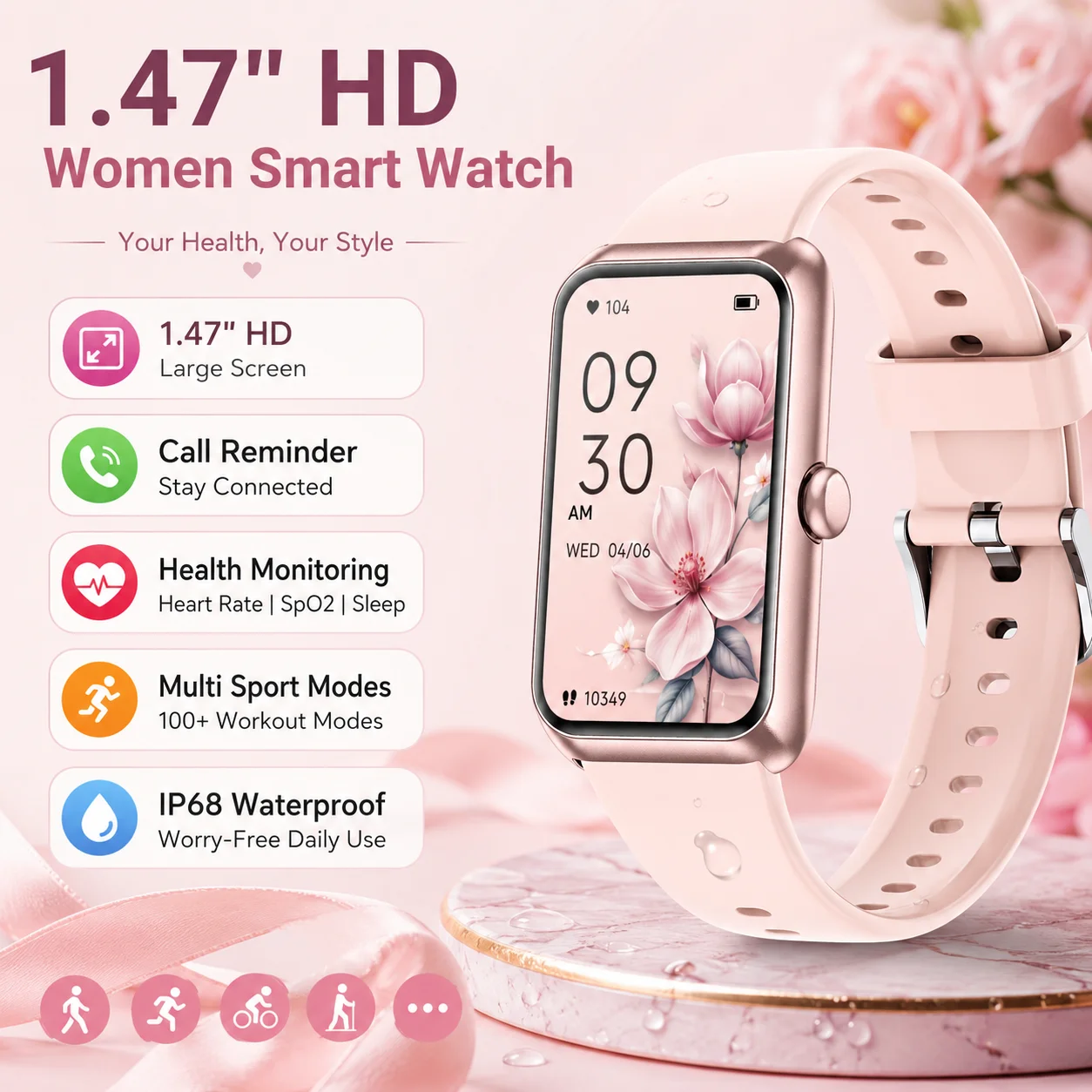 LIGE New 1.47" HD Screen Smart Watch Women Call Reminder Women's Bracelet 100+Sports Mode Heart Rate Monitor Ladies Smartwatch
LIGE New 1.47" HD Screen Smart Watch Women Call Reminder Women's Bracelet 100+Sports Mode Heart Rate Monitor Ladies Smartwatch