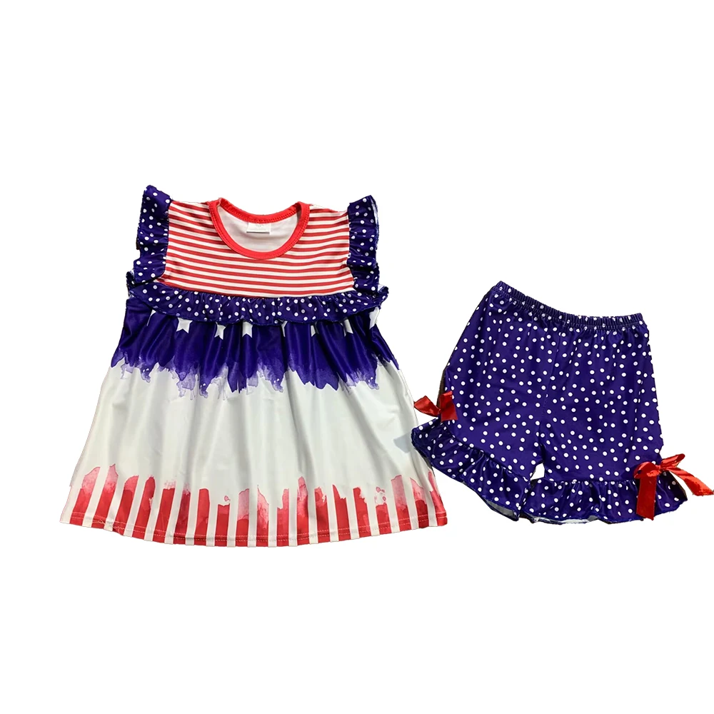 Wholesale July 4th Girls Summer Suit Short Sleeve Tricolor Top Red Stripe Print Blue Shorts
Wholesale July 4th Girls Summer Suit Short Sleeve Tricolor Top Red Stripe Print Blue Shorts