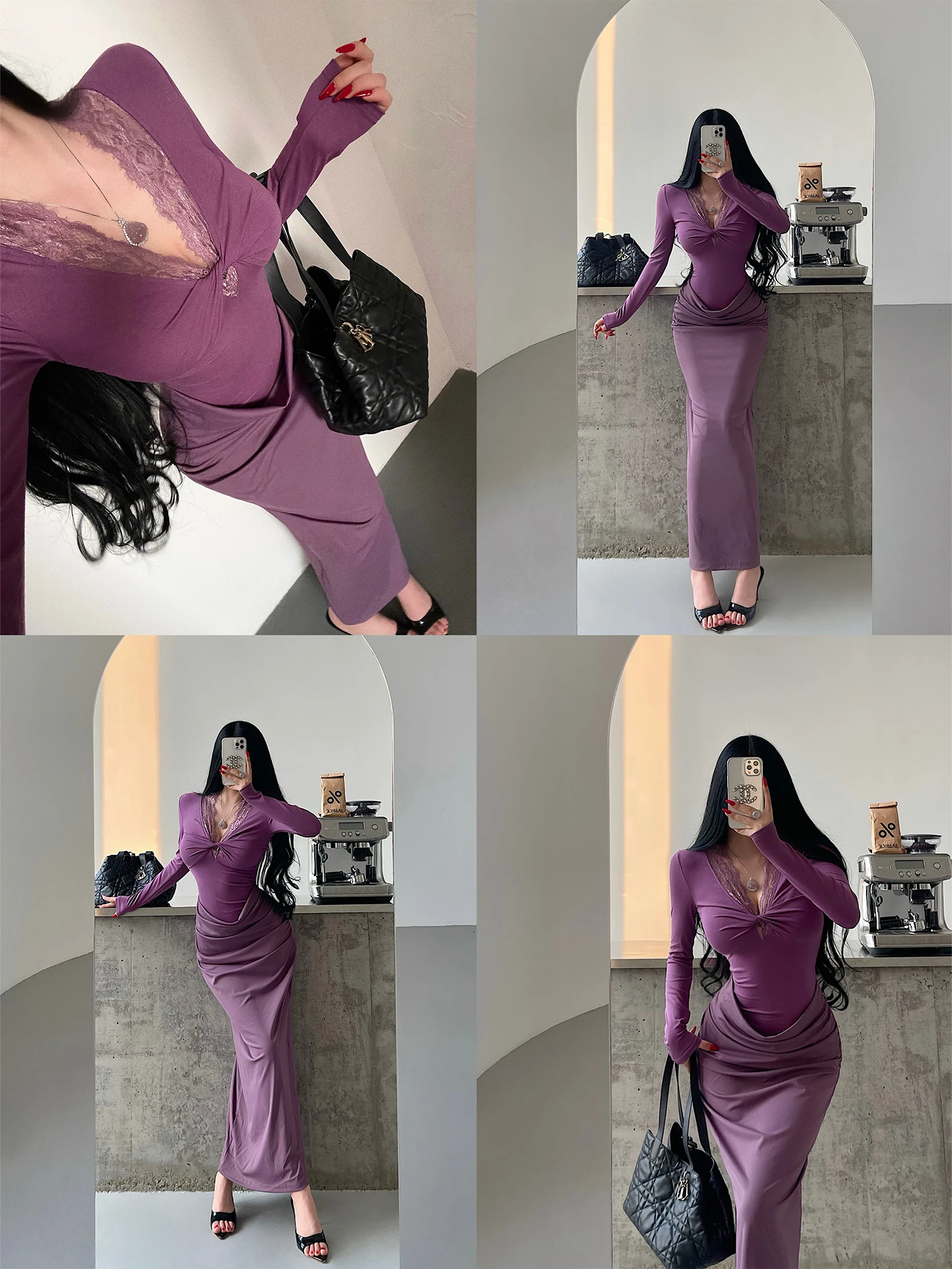 Sexy Pure Desire Long Dress Lace Splice V-neck Bustle Torque Wrap Bodycon Dress Young Girl Day Women's Fashion Casual Wear
Sexy Pure Desire Long Dress Lace Splice V-neck Bustle Torque Wrap Bodycon Dress Young Girl Day Women's Fashion Casual Wear
