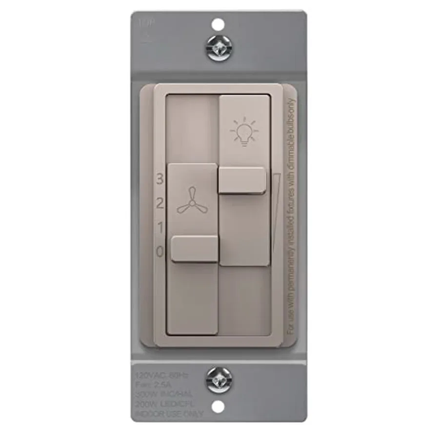 Kalide Combo 3-Speed Control, and Fan Combination, Single Pole, .5A, 00W LED/CFL, Neutral Wire Not Required, TGDSFS3-NK
Kalide Combo 3-Speed Control, and Fan Combination, Single Pole, .5A, 00W LED/CFL, Neutral Wire Not Required, TGDSFS3-NK