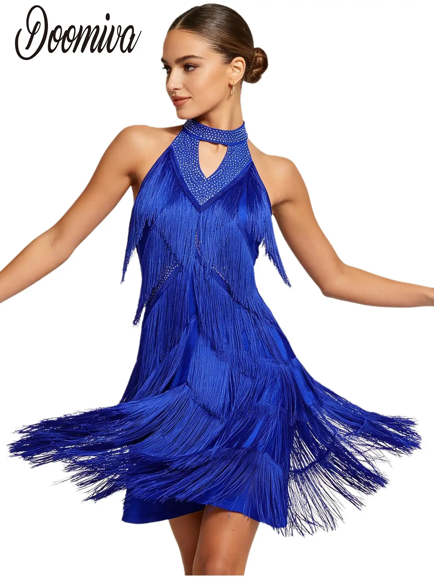 Women Tassel Latin Tango cha-cha Dance Dress Flamenco Samba Ballroom Dancewear Rhinestones Halter Backless Tiered Fringed Dress
Women Tassel Latin Tango cha-cha Dance Dress Flamenco Samba Ballroom Dancewear Rhinestones Halter Backless Tiered Fringed Dress