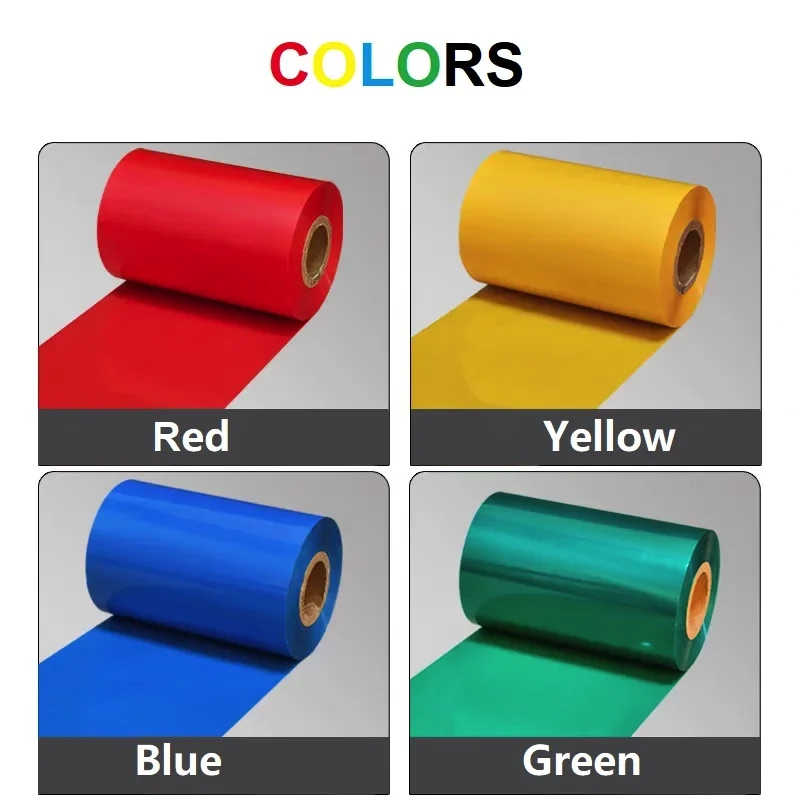 Wax-based Ribbon roll Red/Yellow/Green/Blue110mmx300M thermal transfer ribbon film for Art paper label printing
Wax-based Ribbon roll Red/Yellow/Green/Blue110mmx300M thermal transfer ribbon film for Art paper label printing