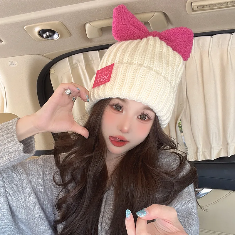New Autumn Winter Fashion Beanies Cute Bow Knitted Caps for Women Y2K Hats Korean Style Wool Warm Cold Hat
New Autumn Winter Fashion Beanies Cute Bow Knitted Caps for Women Y2K Hats Korean Style Wool Warm Cold Hat