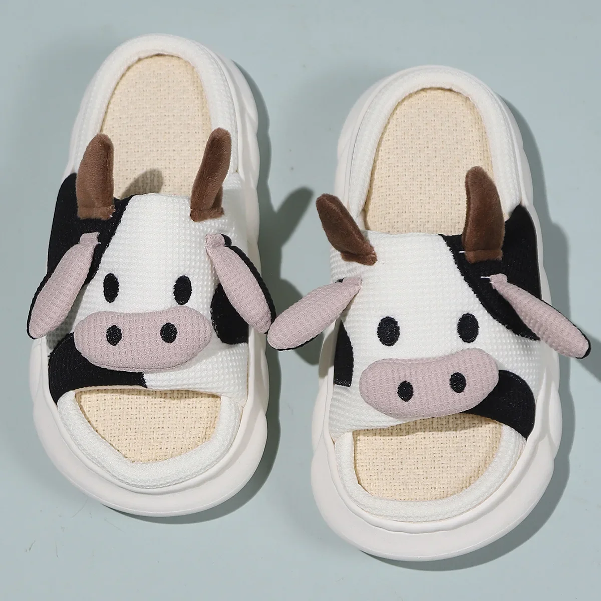 Women Cow Sandals Flip Flops for Woman Cute Linen Home Slippers Men Couples Four Seasons Indoor Shoes Comfortable Cartoon Slides
Women Cow Sandals Flip Flops for Woman Cute Linen Home Slippers Men Couples Four Seasons Indoor Shoes Comfortable Cartoon Slides